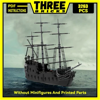 Градивните елементи на Moc, класически черен модел на Пиратски кораб, Технически тухли, сглобяване 