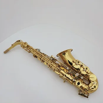 Професионален Златен лак R54 Алт Саксофон Eb Sax Музикален инструмент за Електрофореза Златен цвят на Накрайника за алт-саксофон