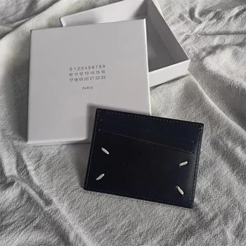 Нова ръчно четириъгълна шевна етикета, малка чанта за карти от волска кожа, нула портфейл, мъжки и дамски Модни лесна чанта за карти
