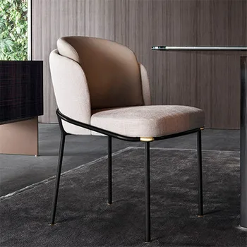 Стол за почивка в скандинавски стил, кожен стол за ресторант, метален бар стол от букле