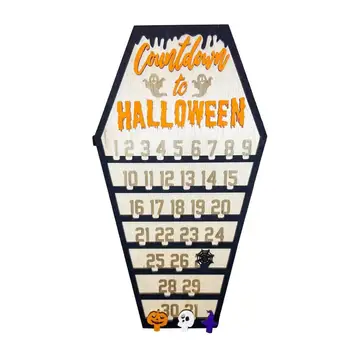 Дървен Календар за Хелоуин, Здрав Дървен Календар за обратно броене на Хелоуин, Празнична Украса на дома за Хелоуин, Украса за Партита, Стена