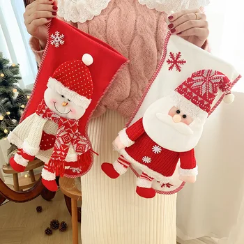 Коледна украса Чорапи Възли триизмерни Старецът Снежен човек Подаръчен пакет Коледно Дърво за Украса Чанта бонбони