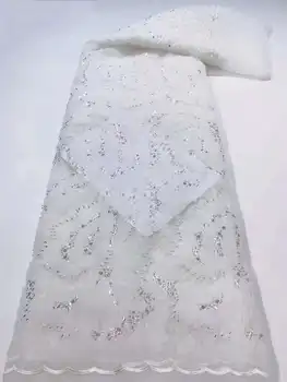 Луксозна африканска 3D Лейси Висококачествени тъкани, бродерии от мъниста, Нигерийски Френски Тюл, Мрежа, Сватбената рокля Дантела