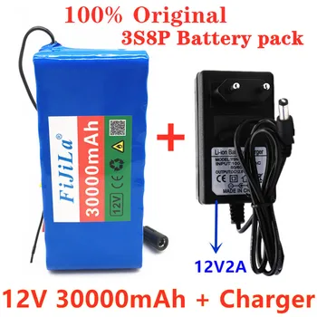 18650 акумулаторна батерия 12 v 30000 mah акумулаторна батерия 18650 литиево-йонна батерия защитна такса 12 от 30 000 mah за инвертор майнера + зарядно устройство 12.6V2A