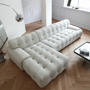 Италиански минималистичен ъглов диван за хол, Дизайнерски Квадратен Луксозен диван в Скандинавски стил, Мебели за хола, мебели за интериора