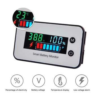 Цифров измерител на зареждане на батерията с дисплей на температурата/без него за кола