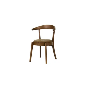 Трапезария стол с тапицерия от изкуствена кожа - Модерна трапезария стол в средата на века - маса за Хранене, стол, ръчна изработка от дърво - Модерен комплект от 2