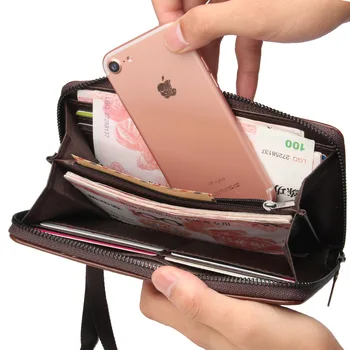 Мъжка чанта, Ретро портфейл с няколко карти, Дълъг чантата е с Голям Капацитет, модерна чанта за телефон