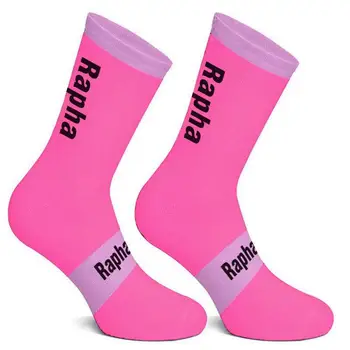 Цвят 2021, 4 Нови Велосипедни чорап райе, мъжки и женски износоустойчиви Компресия чорапи за шоссейного под наем, розов