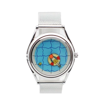 Креативни дизайнерски часовници за почивка в басейна-просто подарък, датчик за плуване, неутрален Метален кожена каишка