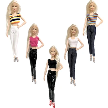 NK 5 Комплект от 30 см Принцеса Случайни Жилетка, Панталони Дрехи Noble Ежедневна Пола Модерни дрехи За Барби Аксесоари за Кукла Бебе Момиче, Подарък Играчка