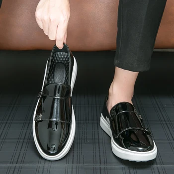 2023 Мъжка Кожена ежедневни обувки Модерен Дизайнерски обувки на равна подметка, Черни маратонки, Благородна минималистичная обувки за мъже, обувки