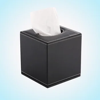Кутия за ролка хартия Квадратна форма, Кутия за салфетки за дома, тръба за хартиени кърпи, кутия за салфетки за хотела (черен)