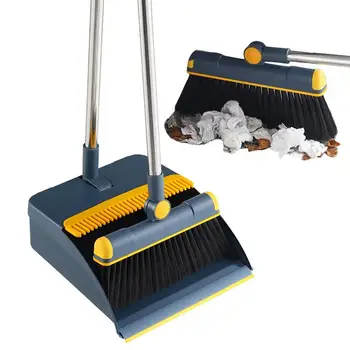 Набор от метли и лопата за смет, въртящ се на 180 градуса разход на набор от метли, четка за миене на пода с дълга дръжка, аксесоари за почистване на домакински