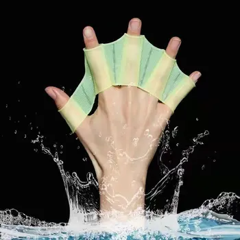 Силиконовата длан за гребка, специални ръкавици за тренировки по фристайлу за мъже и жени, патешки лапка, половината от дланта на ръката си за гмуркане, оборудване за гмуркане