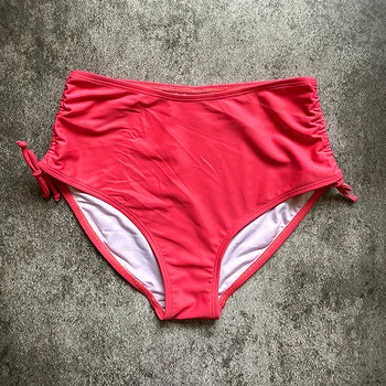 Дамски секси бански-бикини с завязками, Панталони за душ с висока талия, Разтеглив летни плажни шорти, Бански костюми однотонного цвят