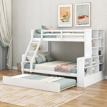 Двуетажно легло, Двойно двуетажно легло с чекмедже и рафтове, Двуетажно легло може да бъде разделена на 3 отделни платформи-легла, надеждна сигурност