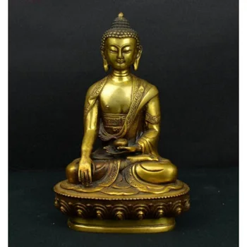 Старинна Бронзова Статуя на Буда Шакямуни Буда Джодамо Сидадо от Стария Храм