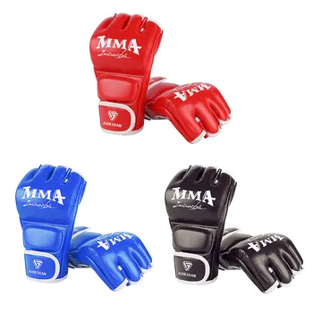 Спортни ръкавици за бокс с половин пръст, Подходяща за носене на Защитни ръкавици за кикбоксинга от изкуствена кожа, устойчиви на разкъсване, Дишащи, трайни спортни съоръжения