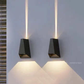 Модерен прост външен led монтиран на стената лампа с подсветка нагоре и надолу, творчески проход, стълбище, коридор, хол, стенни нощни лампи