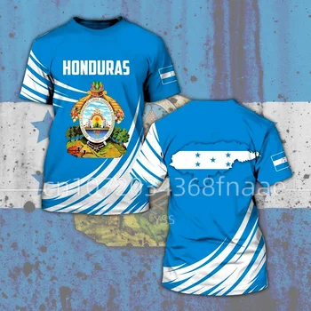 Пролетно-лятна тениска с Хондурас, тениска с флага на Хондурас, Тениска оверсайз, Тениска с къс ръкав, Ежедневна мода градинска блуза