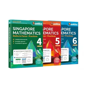 3 книги / комплект SAP Singapore Mathematics in Maths Focus-добри Практики Учебник за началното училище на мислене Работна тетрадка с отговори 4 5 6 клас