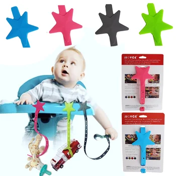 Кука за детска количка, Силиконова верижка за биберон под формата на звезди, нетоксичен каишка за никнене на млечни зъби, Държач за детски играчки, органайзер за колички аксесоари за колички