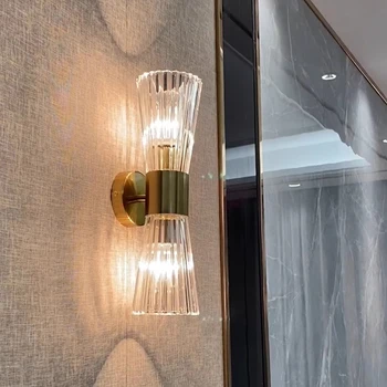 Модерен Кристална стена лампа FSS, Златна Вътрешен Коридор, монтиран на стената лампа за спалня, Нощно шкафче, за Украса на всекидневната, Led лампа за баня