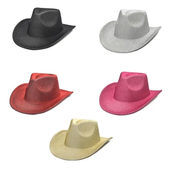 Лятна Солнцезащитная ковбойская шапка с пайети за жени и мъже, Дишаща Ковбойская шапка с регулируема въже, Фетровая шапка, Директна доставка