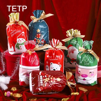 TETP 50 бр./лот, Опаковки, Опаковки за Подаръци за Коледа, Дядо Коледа, Снежен човек, Коледна Парти, За Съхранение на Бонбони, сладкиши, Бижута, Сувенири