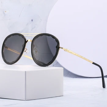 2023 Нови Модни Слънчеви очила с Овална метална Рамка, Женски Мъжки Дизайнерски Слънчеви Очила С Кръгли Двойни Лъчи, Ежедневни Дамски Очила с UV400 Gafas