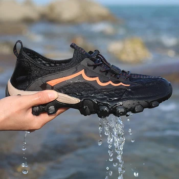 Туризъм обувки за мъже, лятна градинска водоустойчива Черна Ежедневни обувки за ходене, Мини маратонки Zapatillas Hombre