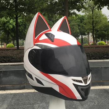 Нов прием на марката NITRINOS Мотоциклет шлем с пълно лице Lovely Cat Мото Каска на Мотоциклет шлем casco moto модулен каска