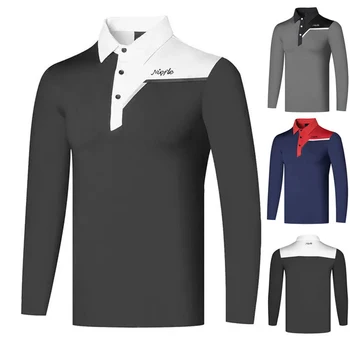 Облекло за голф, Новият есенен Мъжки еластични най-Модерен Спорт на открито с дълъг ръкав За почивка, Благородна риза с къси ръкави, със защита от пиллинга