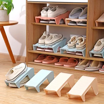 Здрав Рафтове за обувки, За домашно съхранение на Обувки Спестява място Вградена Лесна Поставка За Обувки От Полипропилен Пластмасови Рафтове За Съхранение на Обувки, Обувки За съхранение
