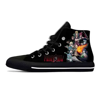 Гореща аниме Fairy Tail От лек плат с 3D принтом, Модни Парусиновая обувки с висок берцем, Мъжки, Дамски Ежедневни Дишащи Обувки за юноши