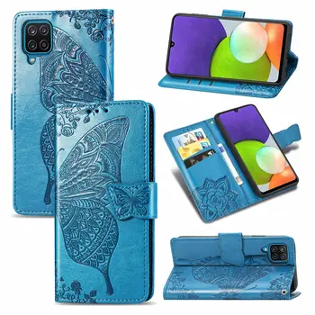 Сладък калъф-пеперуда за Samsung Galaxy M22 (6,4 инча), Кожен портфейл-книжка с панти капак, Черен GalaxyM22 22M M 22 SM-M225F M225FV