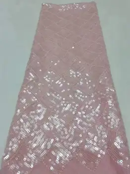 3D Пайети Африканска Френска Чиста Лейси Плат 2023 Розов Висококачествена Тюлевая Окото Дантелено Сватбена Рокля В Нигерия Стил Дантелено Рокля За Жените