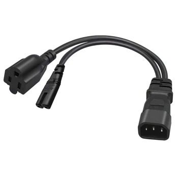 1 подножието на захранващия кабел IEC 320 C14-C7 + 5-15R, включете C14-C7 + 5-15R, Y-образен кабел преобразуване на Сплитер за принтери Dropship