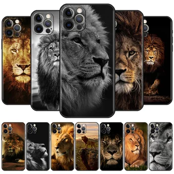 Калъф За Apple iPhone 13 11 Pro Max 12 Mini XR 7 8 Plus SE 2020 X XS 6 6S 5 5S Черен Мек Силиконов Калъф Big Cat Animal Lion Sac