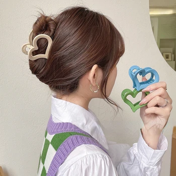 Ретро Прости Аксесоари за улавяне на коса във формата на сърце, пластмасов нокът за коса в корейски стил, Малък Размер, модерен скоба за захващане на сърцето едро