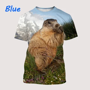 Лятна новост 2023, модна тениска Унисекс с 3D принтом Groundhog и забавни животни