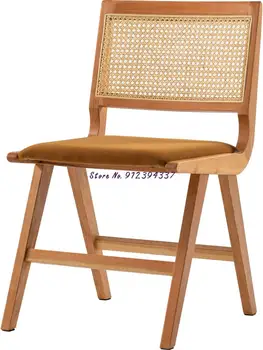 Стол от масивно дърво в скандинавски стил от ратан, японски стил, прости модерен потребителска маса за хранене, стол, направен от черешово дърво, стол за грим в стил ins