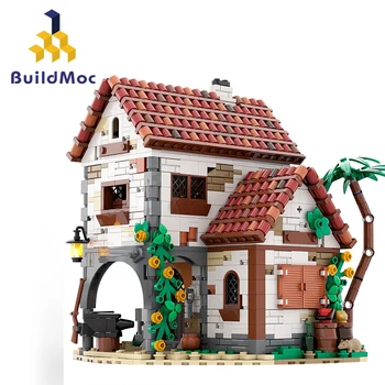 Buildmoc Пирати Къщата на Ковача Крепост MOC Набор от Градивни Блокове на детски Играчки, Детски Подаръци, Играчки 1332 бр. Тухли за 21322