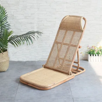 Сгъваем Стол за къмпинг от японски ратан, сплетен от ратан, мебелите в пасторальном стил с високо натоварване на Удобни плажни столове дървена рамка