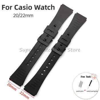 Каишка за часовник Casio от смола 20-22 мм, класически силикон универсален спортен каишка за часовник за мъже, аксесоари за часовници