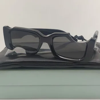 Черни ацетатные дамски слънчеви очила с дупки за правоъгълни мъже, Марка дизайнерски обувки, Странни бели горещи продукти, Ретро квадрат за слънчеви очила