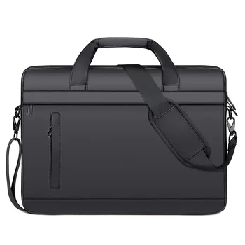Чантата е с голям капацитет, мъжки портфейл, инчов лаптоп на рамото, Черна чанта през рамо, 15,6 Мъжки портфейли, водоустойчив тънка каишка