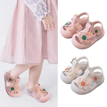 Обувки За малки момичета, Дишаща и чанта за обувки, сандали, с Преливащи се цветове чехли, сандали за момичета, детски Летни чехли за деца