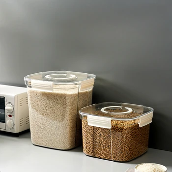 Прозрачен Запечатана кутия за съхранение на ориз, Битови контейнери-цистерни за съхранение на зърно, устойчиви на вода